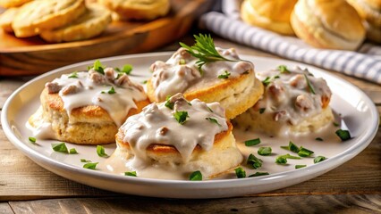 Savory Biscuits & Creamy Sausage Gravy - Panoramic Plate Shot