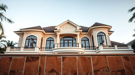 Luxury Mansion: Tropical Paradise Home. Opulent architecture, elegant design, and a stunning exterior define this dream home.  Perfect for a relaxing vacation or luxurious lifestyle.