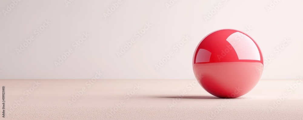 Poster shiny red sphere on soft pink surface minimalist 3d render abstract background