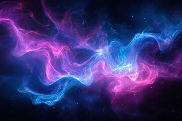 Neon blue and purple light streaks create abstract art digital realm motion graphics cosmic environment artistic viewpoint
