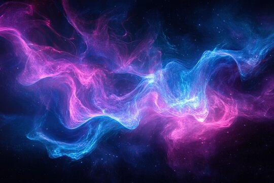 Neon blue and purple light streaks create abstract art digital realm motion graphics cosmic environment artistic viewpoint