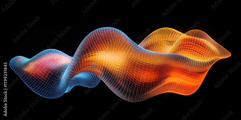 Poster abstract flow: a mesmerizing 3d rendering of a flowing, dynamic form, showcasing a vibrant interplay