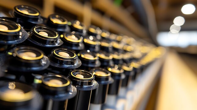 A row of clean and unopened blister packs featuring different types of pills, arranged methodically on white