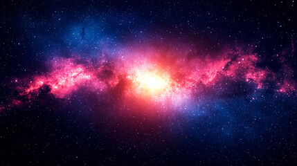 Fototapeta premium Cosmic Nebula: A vibrant swirl of colors in the vast universe. A breathtaking view of celestial wonders, stars, and cosmic dust.