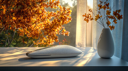 a white vase with a flower in it