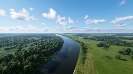 River Landscape Aerial View