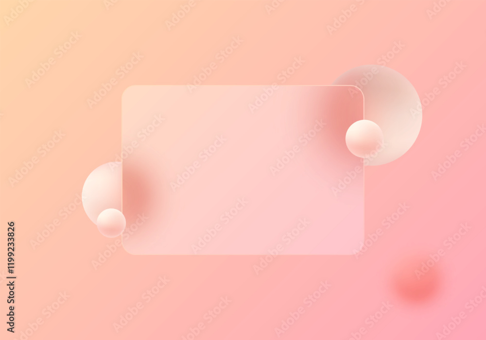 Poster website landing page template in glass morphism style. horizontal presentation screen with the effec