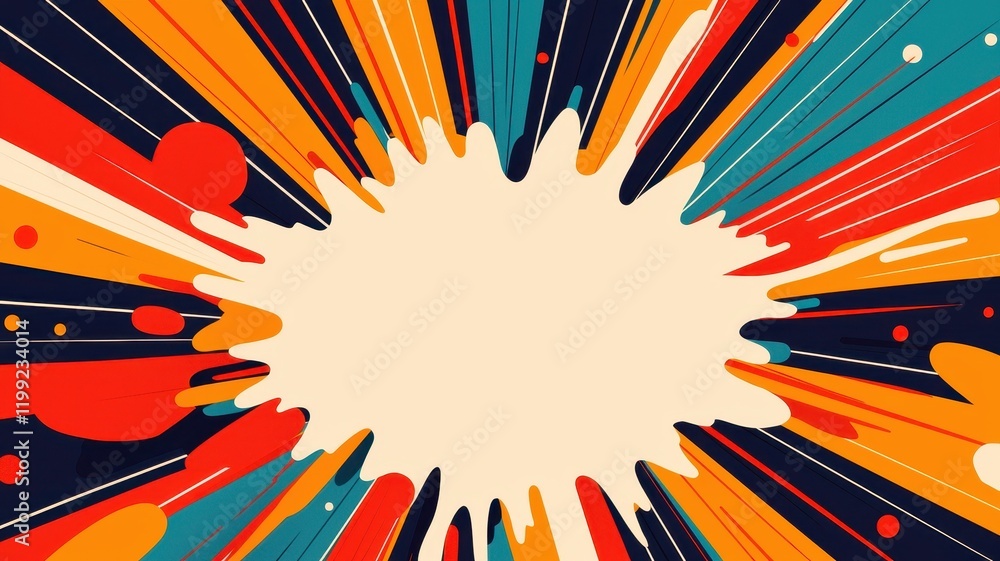 Poster Abstract Colorful Burst Background with Central Space for Text or Logo Design