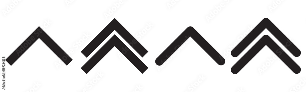 Poster swipe icon set. arrow button symbol. triangle arrow up, down, left, right. abstract scroll icon elem