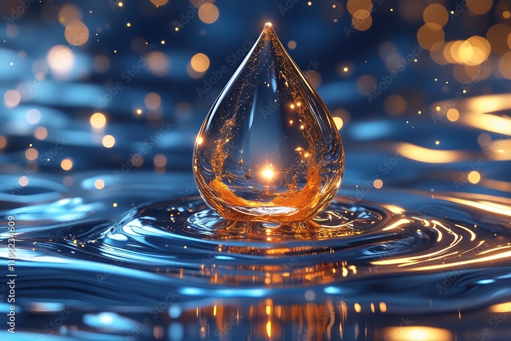 Aufkleber digital blue water drop icon with binary code for environmental monitoring and ai in resource manage