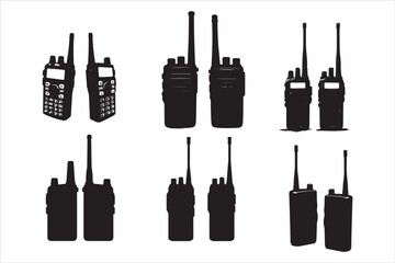 Walkie Talkie Vector Silhouette Set © Rokeyadesigner
