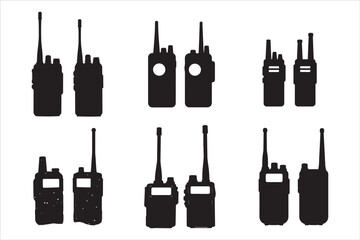 Walkie Talkie Vector Silhouette Set © Rokeyadesigner