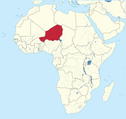 Detailed national location map of NIGER within the great continent of Africa