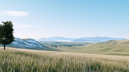 Fototapeta premium Serene Landscape with Solitary Tree