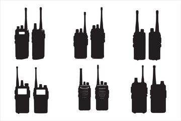 Walkie Talkie Vector Silhouette Set
