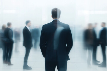 Fototapeta premium Business Solitude in Crowd - blurred background concept- motion 
