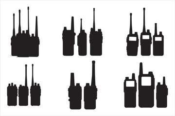 Walkie Talkie Vector Silhouette Set © Rokeyadesigner