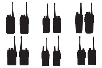Walkie Talkie Vector Silhouette Set © Rokeyadesigner