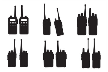 Walkie Talkie Vector Silhouette Set