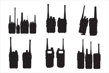 Walkie Talkie Vector Silhouette Set © Rokeyadesigner