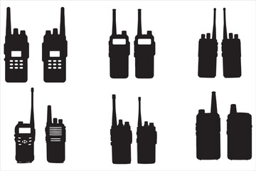 Walkie Talkie Vector Silhouette Set © Rokeyadesigner