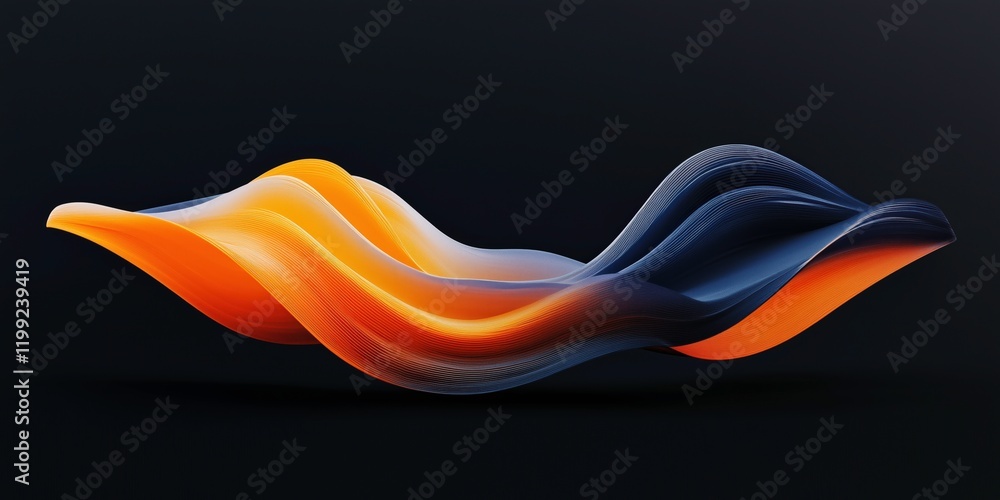 Poster abstract fluid wave: dynamic interplay of orange and blue fluid forms creating an abstract, flowing,
