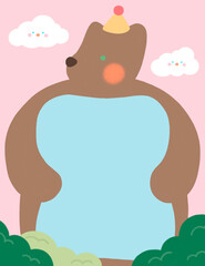 유치원 교육 안내 봄 곰 배경