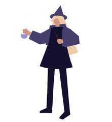 Cute young witch with magic potion. illustration in modern style