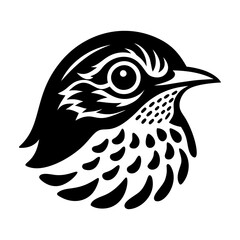 A filled style icon of robin bird head