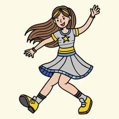 Young girl dancing modern dance vector illustration