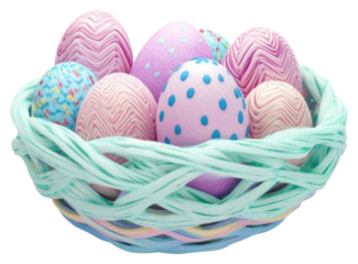 PNG Easter egg basket eggs colorful colors.