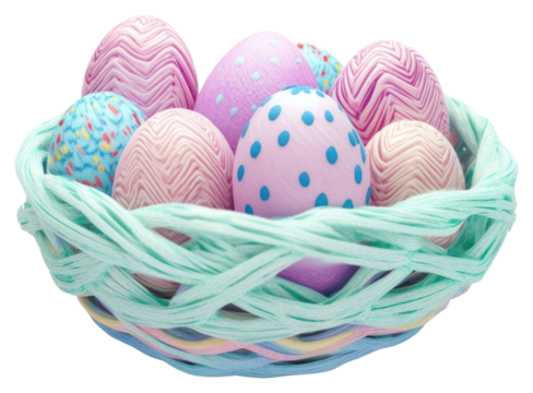 PNG Easter egg basket eggs colorful colors.