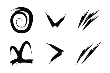 Abstract Grunge Brush Vector Stroke Set