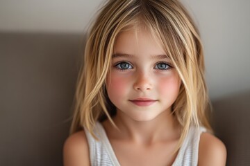 Naklejka premium Portrait of a young girl with natural beauty and soft light
