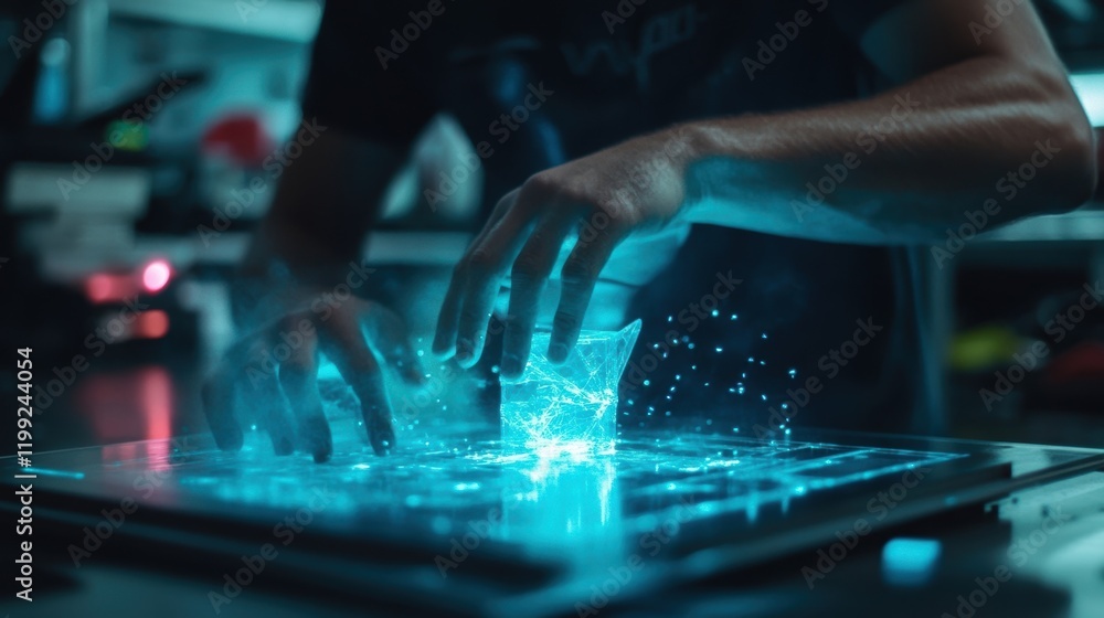 Poster an intimate shot of a technicians hands carefully removing a freshly printed prototype from the buil