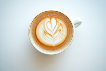 Delicate latte art showcasing intricate heart design atop creamy