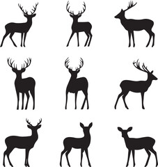 deer silhouette set