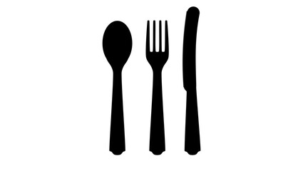 Plastic Cutlery, black isolated silhouette