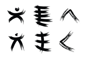 Abstract Grunge Brush Vector Stroke Set