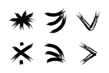 Abstract Grunge Brush Vector Stroke Set