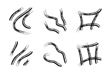 Abstract Grunge Brush Vector Stroke Set