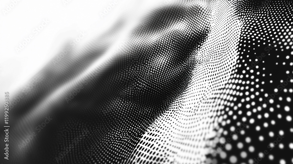Poster abstract black and white dotted pattern showcasing depth and texture in modern art