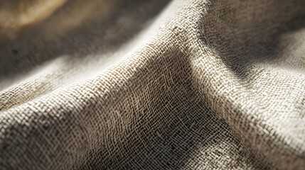 Intricate Weave of Raw Burlap Fabric: A Close-Up Exploration of Texture and Strength in Natural Materials