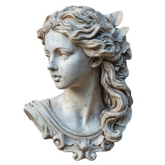 Fototapeta premium Gypsum copy of ancient statue Venus head isolated on transparent background.