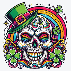 Saint Patrick skull graphic character stock illustration