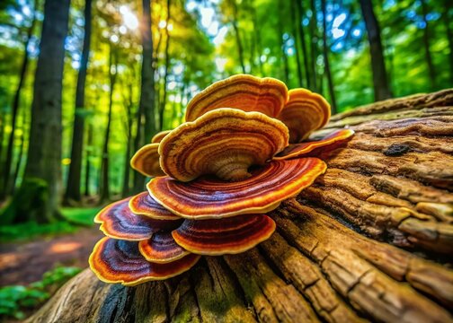 Stunning Aerial View of Phellinus Polypore on Oak Stump