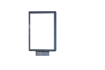 White vertical billboard on png format. Blank banner. Advertising poster on transparent background....