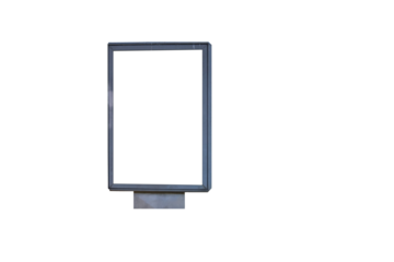 White vertical billboard on png format. Blank banner. Advertising poster on transparent background. LightPoster.	