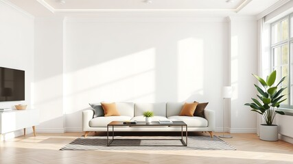 Modern Home Interior Mockup - Blank Wall