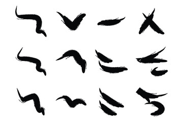 Abstract Grunge Brush Vector Stroke Set
